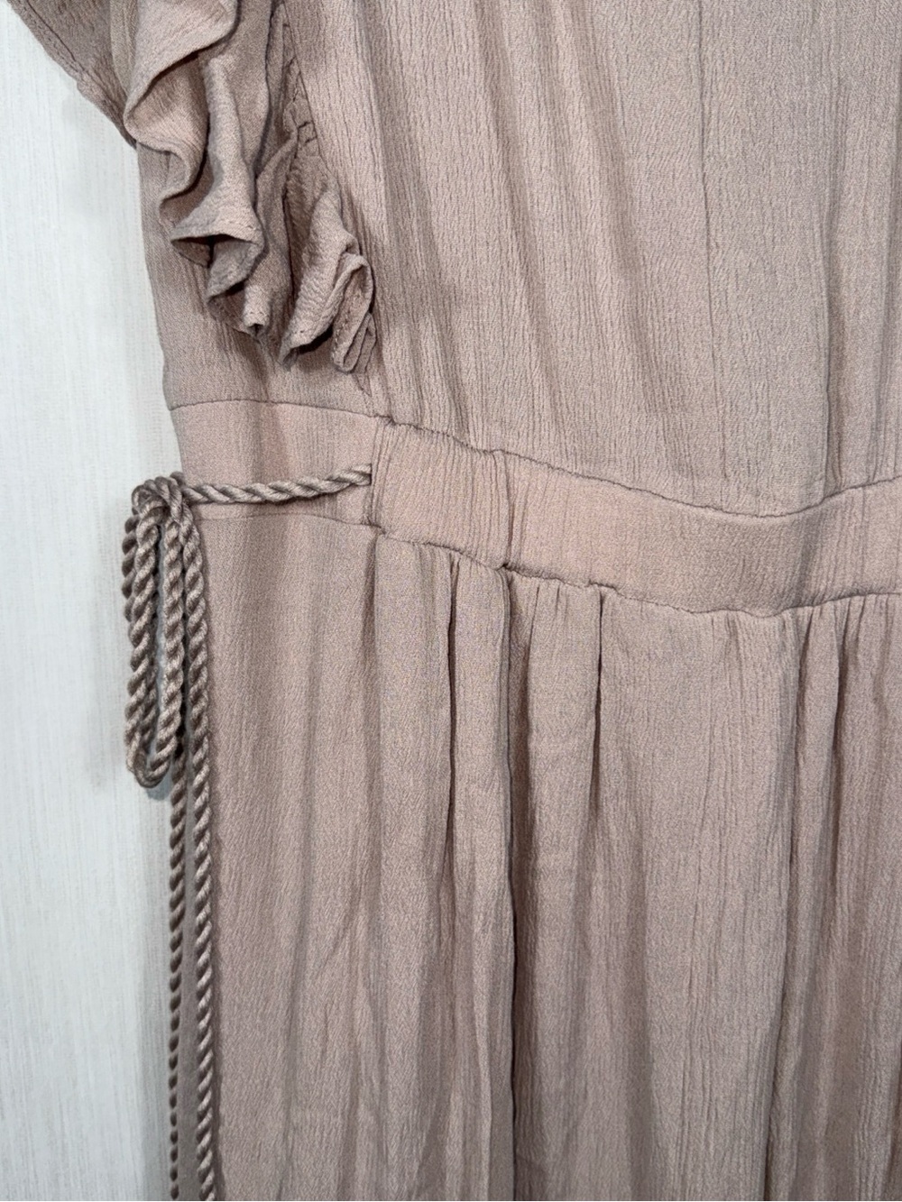 Baltic Born Taupe Ruffle Maxi Dress with Braided Waist Tie - Picture 13 of 14